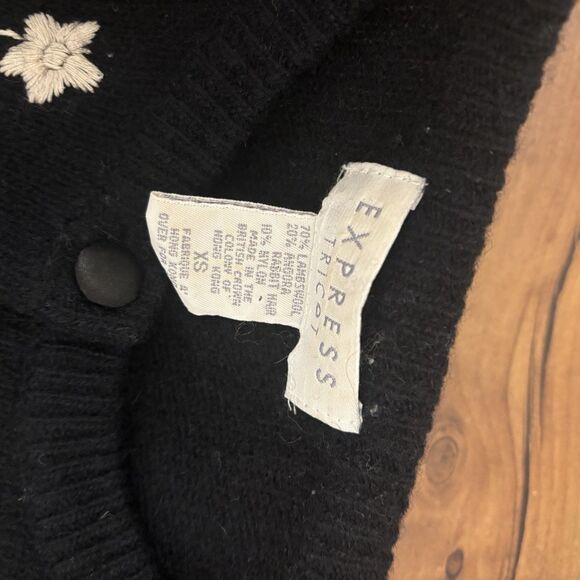 Vintage Woman's Sweater Express Tricot Size XS Lambswool and Angora Rabbit Black - Picture 8 of 10